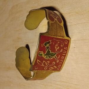 Vintage Aquarius zodiac cloisonne brass bracelet horoscope India